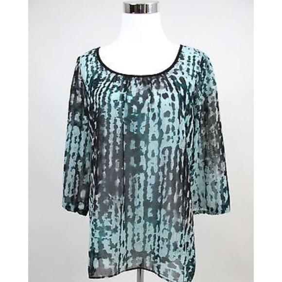 BCX Caged Back Printed Sheer Blouse - Picture 7 of 9